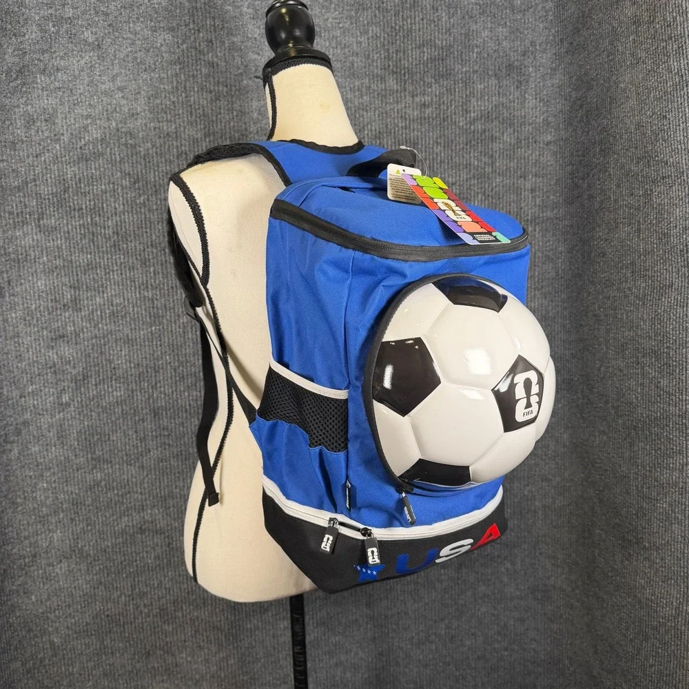 FIFA World Cup 2026 Soccer Backpack USA Blue NEW Ball Carrier Bag Cleat Pocket